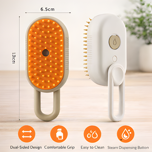 Two grooming tools with measurements and features on a wooden surface.
