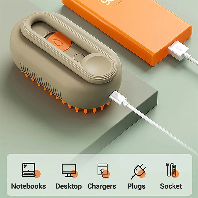Small electronic device with a USB cable, power bank, and icons indicating compatible devices on a light green background.