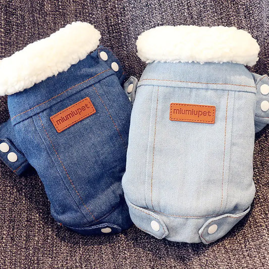 Thick Warm Pet Cotton Denim Jacket